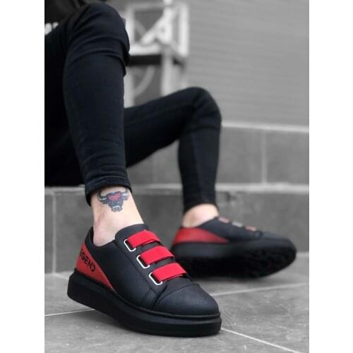 BA0029 3 Tape Legend Black Red High Bottom Casual Shoes