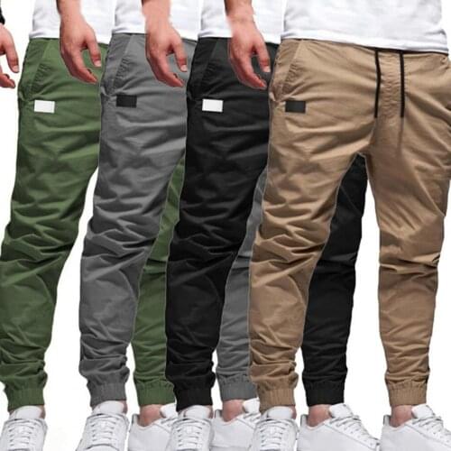 2021 Men Harem Joggers Pants Multi Pockets Training Slacks Deep Crotch Trousers Ankle Tied Mid Waist Men Sweatpants for Jogging