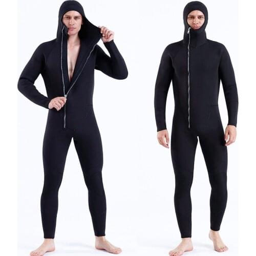 Men 5MM Scuba Neoprene Water Sport Wetsuit With Hooded Front Zipper Sperfishing Underwater Hunting Snorkeling Swim Diving Suit