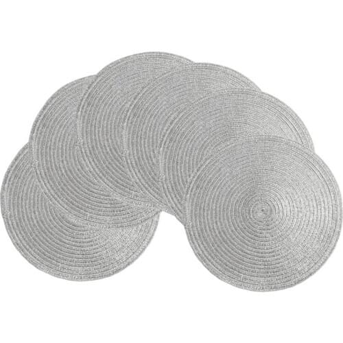 New 36cm Round Placemats Set of 6 Decorative Placemats Glitter for Holiday Party Wedding Glitter Table Mats