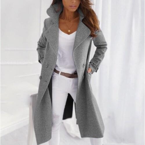 2020 New Winter Long Coat Womens Double Breasted Loose Jacket Ladies Jackets Fashion Outwear Overcoats Athleisure Women Clothes