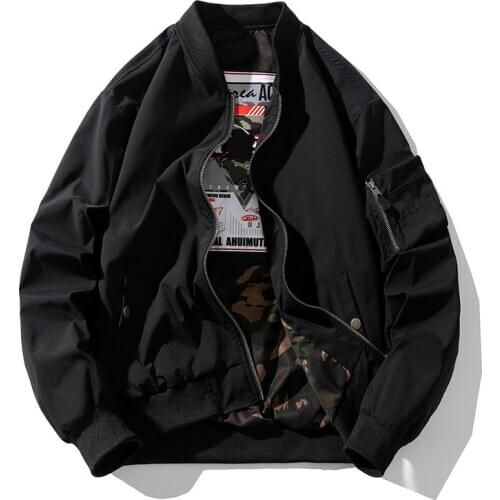 Solid Bomber Jacket Men Women Flight Jacket Vintage Fashion Casual Baseball Coat Streetwear Windbreaker Male Spring Autumn 2021