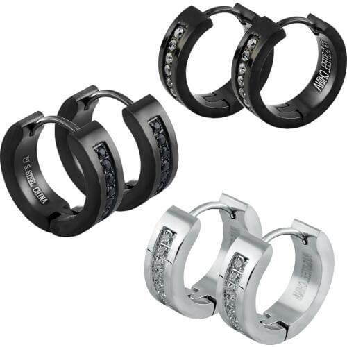 3 Colors CZ Zirconia Crystal Earings Jewelry Hoop Earrings Women Brincos Stainless Steel Ear Piercing Pequeno Boucle Doreille