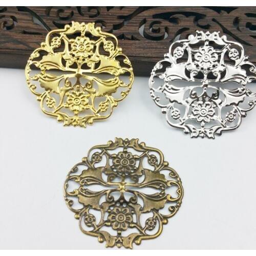 20pcs 45mm Filigree flower Wraps Metal Charms For Embellishment Scrapbook DIY Jewelry Metal Craft Wraps ear accessories