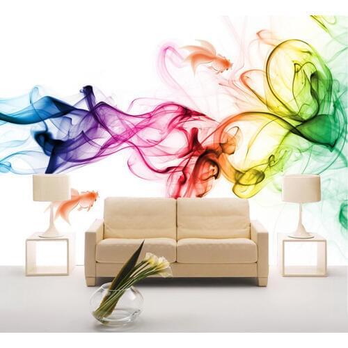 Custom Mural Wallpaper Modern Abstract Geometric Color Smoke Art Wall Painting Living Room Sofa TV Background Papel De Parede 3D