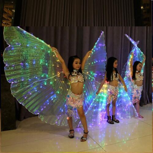 Performance Prop Children Multicolors LED Wings Light Up Wings Costume Accessories Belly Dance Wing (with sticks)