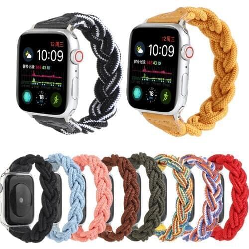 Fabric Braided Nylon Strap for Apple Watch 40MM 44MM 38MM 42MM Man Woman Adjustable Bracelet Band Watchband for iWatch 6 5 4 3 2