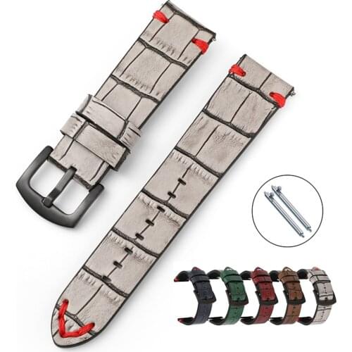 20mm 22mm Retro Genuine Leather Watch Strap Men Women Quick Release Calfskin Leather Handmade Wrist Band Bracelet Accessories