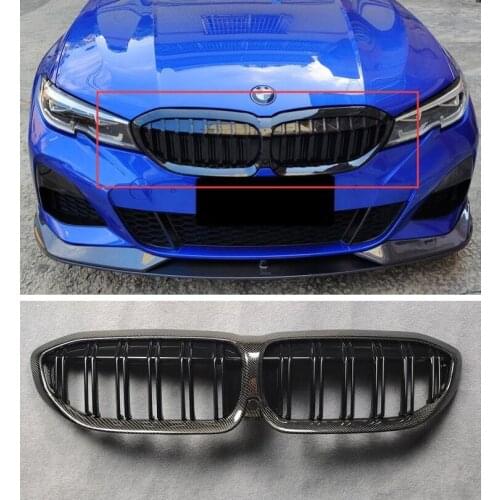 High quality ABS Black & Carbon fiber Mesh Grille Trim Racing Grills Fits For BMW 3 Series G20/G28 2019 2020 2021