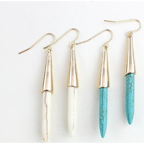 Tnin Natural Stone Earrings Jewelry Design 2020 Gold Tone Long Spike Earrings Springs Summer Fashion Jewelry