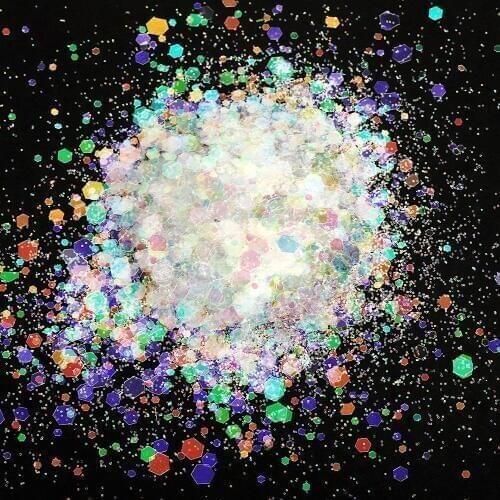 Hexagon Nail Glitter Sequins PET Colorful Paillette Nail Art Glitter Tips Mix Size Nail Decoration Manicure DIY Accessories