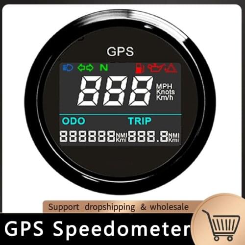 52mm Boat GPS Speedometer Gauge 0~999 MPH Km/h Adjustable Digital Speedometer For Marine Car Motorcycle 9~32V