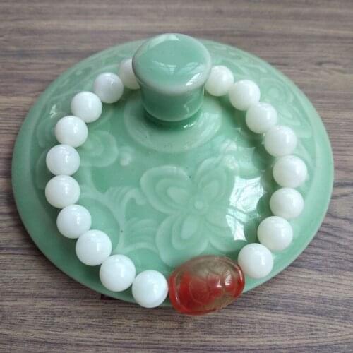 8mm Admirable Jade grade tridacna Bangle Mala Bead Organic Gems Bracelet Giant clam turtle shell