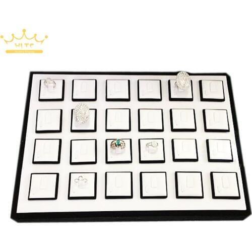 Jewelry Display Showcase Ring Stand Pallet Diamond Ring Black and White Jewelry Tray 24 Holder Sheets Jewelry Casket For Ring