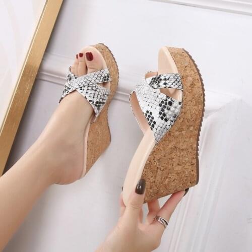 2021 Summer New Wedges Heel Slippers High Heel Sandals Color Matching Thick Sole Fashion Women Wedge Sandals