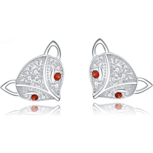 Stud Earring New 2017 Fashion Super Shiny Zircon Lovely Fox Design 925 Sterling Silver Earrings for Women Girls Jewelry Gift Hot