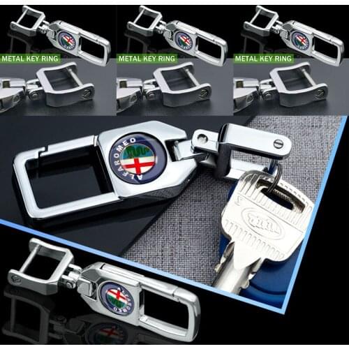 1pcs Car Logo Key Ring Auto Keychain Keys Trinket for Alfa Romeo Giulia Stelvio Brera 147 156 159 166 GT Giulietta Mito Tonale