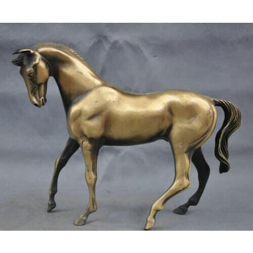 10" Fengshui 100% Bronze statue Art Good luck Horse Decoration sculpture