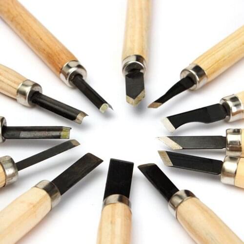 12Pcs/Set High Carbon Steel Wood Carving Chip Detail Chisel Woodworking Tools DIY Woodworking Tools 3