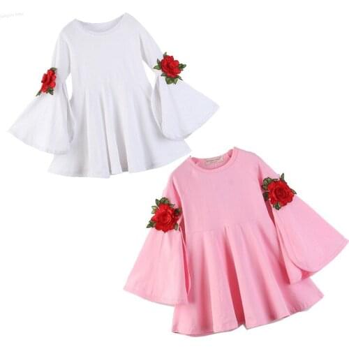 2020 baby girls princess embroidered bell sleeve dress