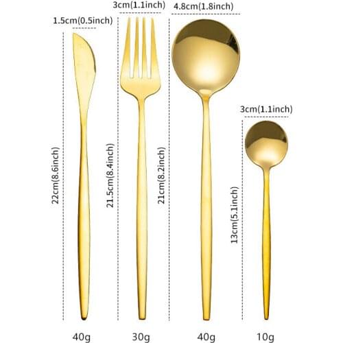 24pcs Gold Dinnerware Set Stainless Steel Cutlery Set Mirror Silverware Knife Fork Spoon Tableware Flatware Set Dishwasher Safe