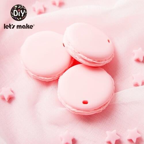 LetS Make Baby Silicone Teethers 5Pc Macaron Chewable Beads For Newborn Bpa Free Food Grade Silicone Diy Accessories Infant Toy