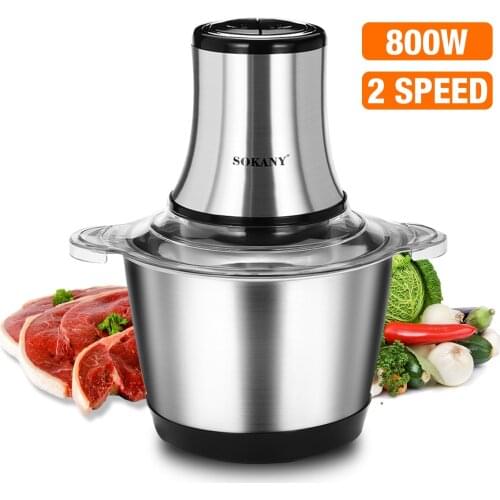 800W 3L Stainless Steel Meat Grinder Mixer Blender 3 Speed Electric Chopper Household Automatic Mincing Machine Food Processor