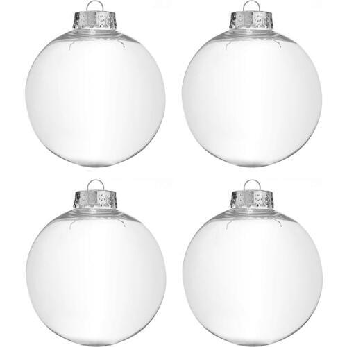 Promotion! Clear DIY Baubles Shatterproof Seamless Plastic XMAS Ball Home Tree Decor Gift - 60Mm QTY:4