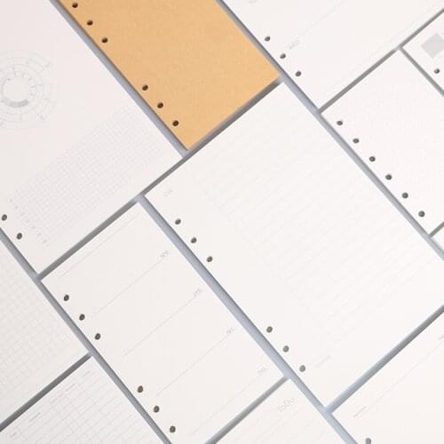 A5/A6/A7 6 Hole Loose-leaf Notebook Refill Paper Handbook Inner Pages Notepad Inner Core Kawaii Stationery Office School Supply