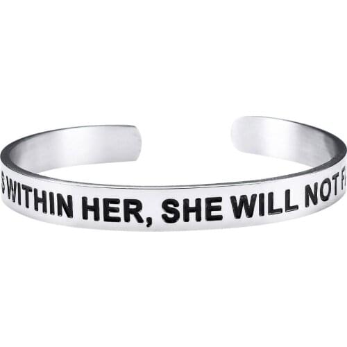 God Is Within Her She Will Not Fail Free Bracelet Jewelry Stainless Steel Cuff Bangle Women Sister Daughter Friend Bracelet