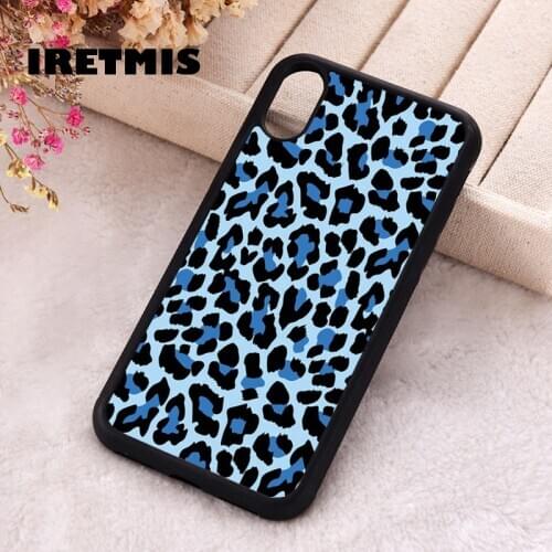 Iretmis 5 5S SE 2020 phone cover cases for iphone 6 6S 7 8 Plus X Xs Max XR 12 MINI Pro Soft Silicone TPU Blue Leopard Print