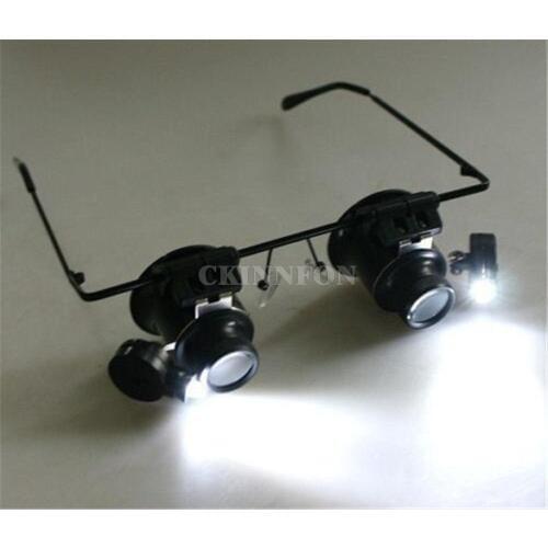 DHL 200PCS LED Light 20X Magnifier Magnifying Eye Glass Loupe Lens Jeweler Watch Repair Tool (Color: Black) 9892A-II