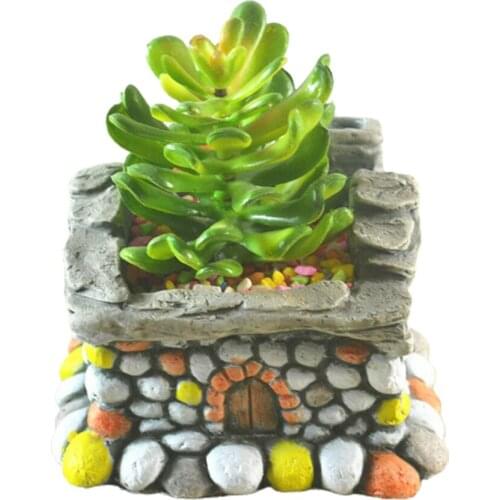 Pot Cement Vase Decoration Artifical Stone Cement. Decorative Gardening Handmade Craft Wooden Tray Desk Mini Flower Pots