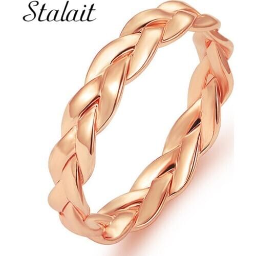 Closed Chain Winding Twist Rings Promise Simple Retro Single Index Finger Joint Ring Rose Golden Girls Size 6-10 Best Sell