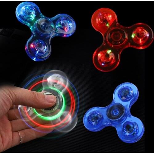 Colorful LED Fidget Spiner Transparent Crystal Lighting Luminous Hand Spinner EDC Stress Relief Fidget Toys For Children Gifts