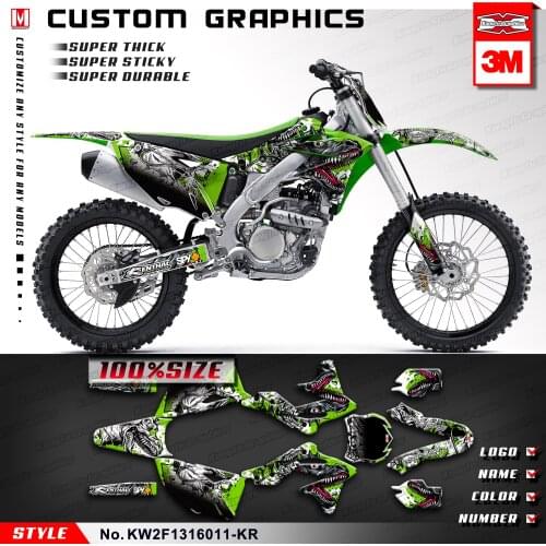 KUNGFU GRAPHICS Vinyl Decals MX Sticker Kit Motorcycle Décor for KX250F KX 250F 2013 2014 2015 2016, Customizable