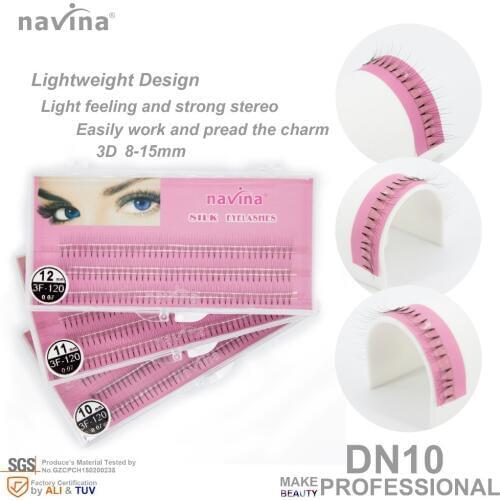 Navina Lightweight and exquisit silk false eyelashes of makeup, Curl C, Thickness 0.07mm, Petals 3D,Length 8-15mm