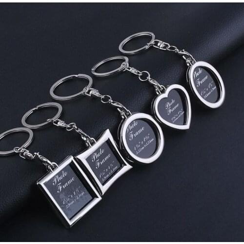 Metal Photo Insert Frame Keyring Keychain Keyfob Ornament Gifts Round Heart Rhombus Oval Shape Zinc Alloy Keyring SN214