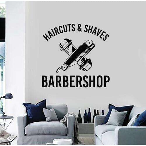 Wall Decal Haircut Shaved Professional Barber Shop Mens Hair Interior Decor Vinyl Window Glass Sticker Art Lettering Mural M754