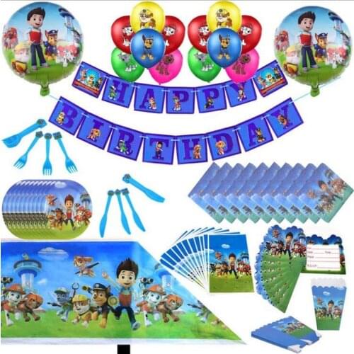 Cartoons Child Paw Patrol Series Party Supplies Disposable Tableware Aluminum Film Balloon Childrens Birthday Party Decoration