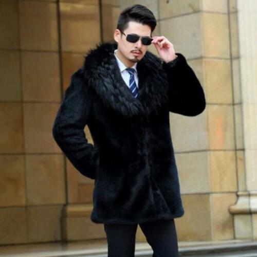 Autumn black faux mink leather jacket mens winter thicken warm fur leather coat men slim jackets jaqueta de couro fashion B59