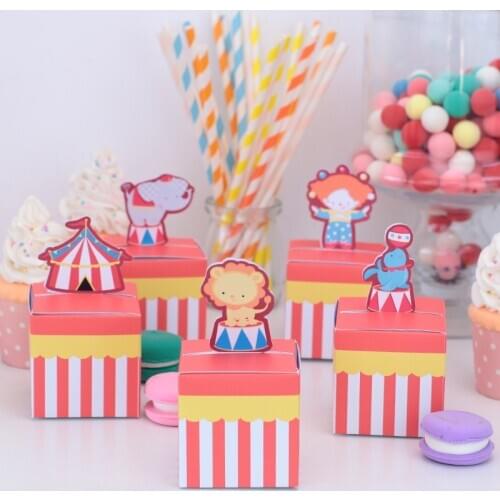 Circus Birthday Party Favor Boxes Treat or Gift Bags Carnival Baby Shower Decoration Candy WrappingTent Personalized Event Kids