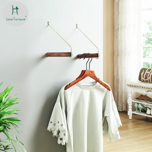 Louis Fashion Interior Hanging Wall Creative Decoration Nordic Living Room Clothing Pole Hook Cloakstand Solid Wood