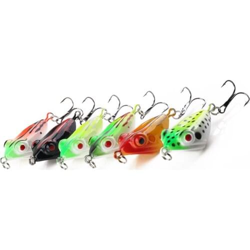 6PC soft tube bait japan plastic fishing lures frog lure treble hooks Topwater ray frog 4CM 6g artificial soft bait