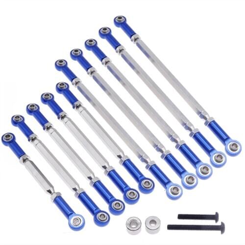 RCAWD 10pcs alloy + #45 steel full car link set tie rod for 1-10 RGT 86100 86110 FTX5579 Outback Fury crawler parts