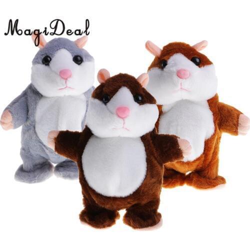 MagiDeal Cute Talking Walking Singing Hamster Mouse Pet Plush Toy Sound Mimic Recorder for Children Baby Kids Toy Gift
