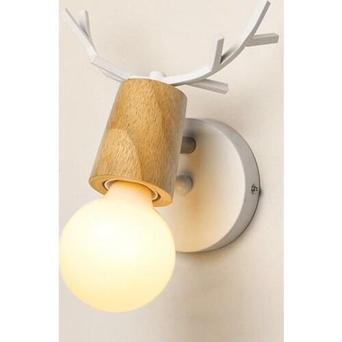 Nordic Wooden Wall Lights Bedside Lighting Wall Lamp Wall Sconce Modern Led Wall Light for Household Bedroom Bathroom Decor E27