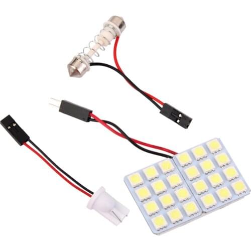 Car Interior Light Panel 5000K 24 SMD LED T10 Dome Bulb BA9S Adapter 12V DC CG