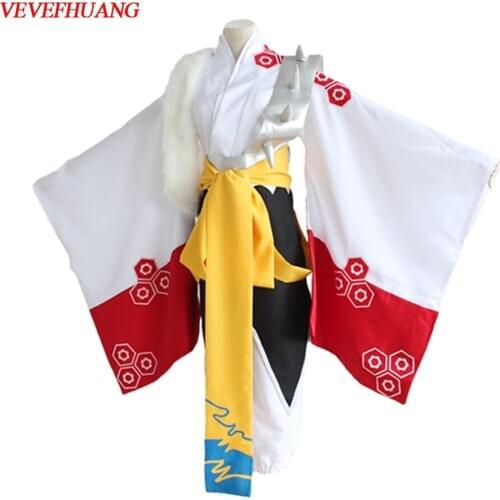 VEVEFHUANG Anime Inuyasha Cosplay Costumes Red Japanese Kimono Higurashi Kagome Kikyō Sesshoumaru For Halloween Party