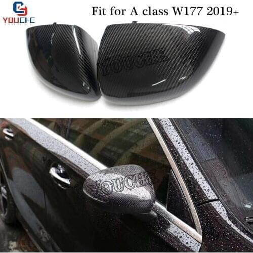 New A class W177 Carbon Fiber Mirror Cover Replacement Mirror Caps for Mercedes A W177 2018 + Side Door Rear View Mirror Covers